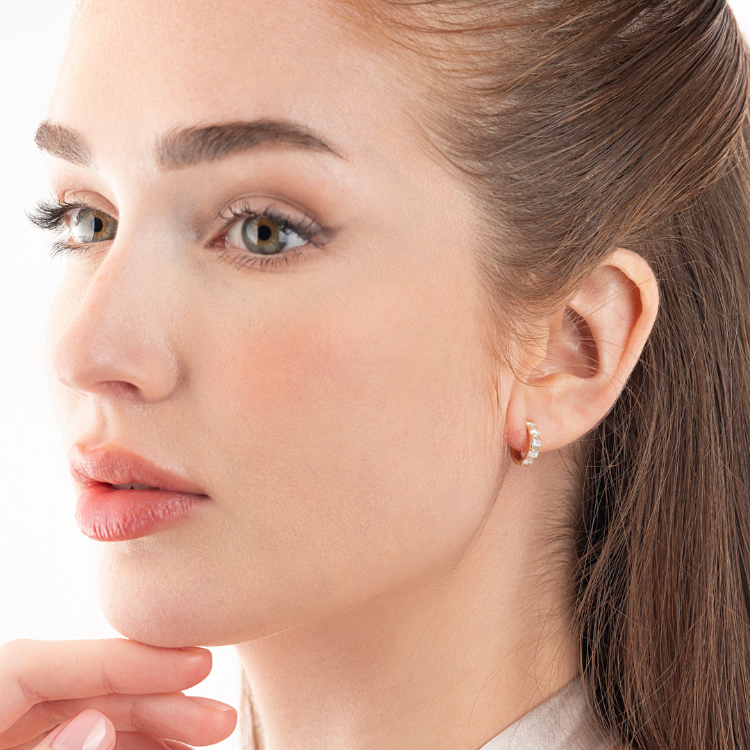 Classic Lab-Grown Diamond Huggie Earrings Yellow Gold