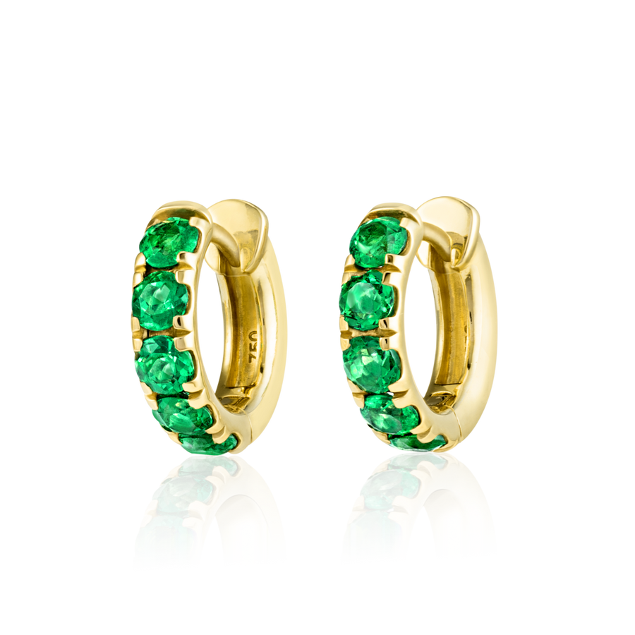 Emerald Classic Huggie Earrings Yellow Gold