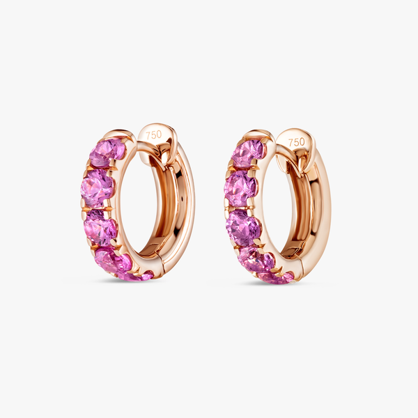 Pink Sapphire Classic Huggie Earrings Rose Gold