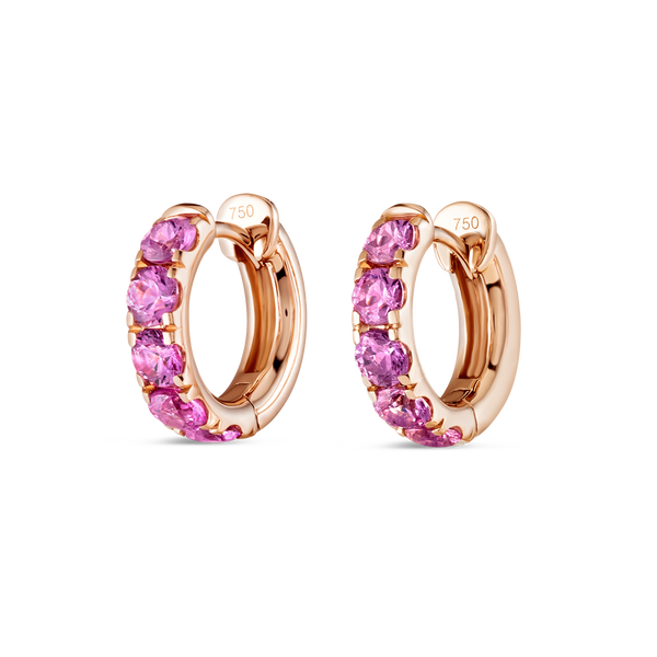 Pink Sapphire Classic Huggie Earrings Rose Gold