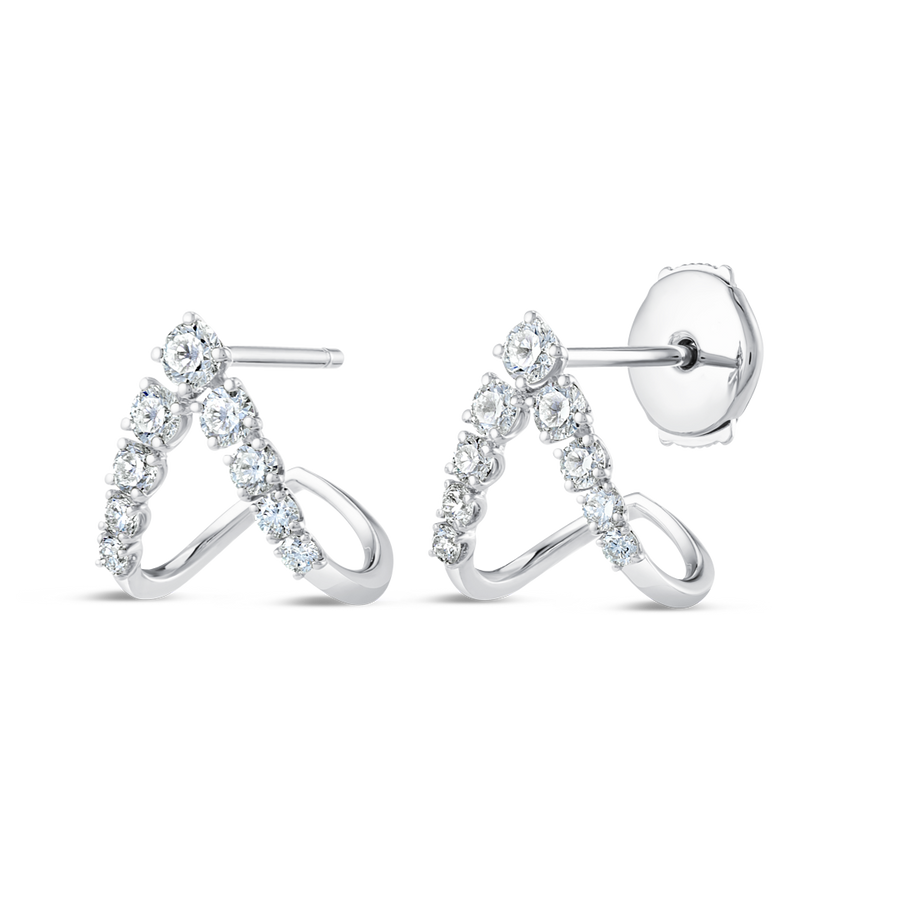 V-Shaped Lab-Grown Diamond Curl Earrings White Gold