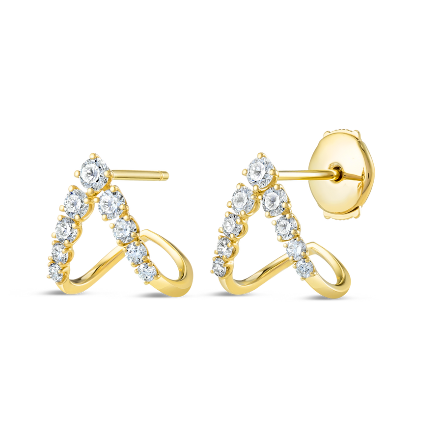 V-Shaped Lab-Grown Diamond Curl Earrings Yellow Gold