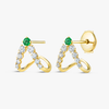 V-Shaped Emerald And Lab-Grown Diamond Curl Earrings Yellow Gold