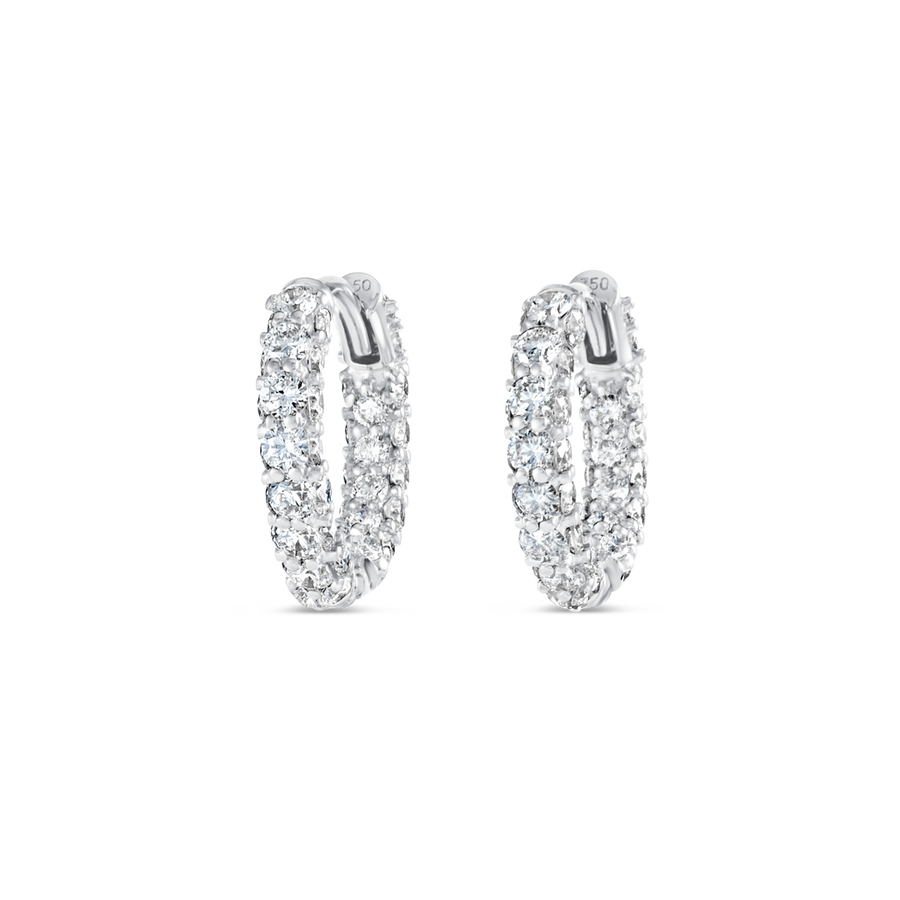 Iced Out Mini Lab-Grown Diamond Hoop Earrings White Gold
