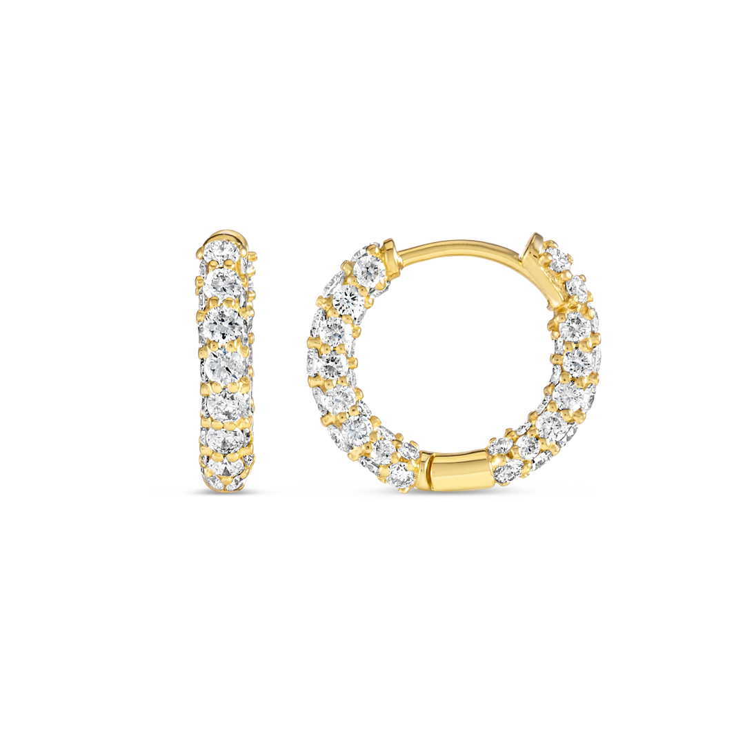 Iced Out Mini Lab-Grown Diamond Hoop Earrings Yellow Gold