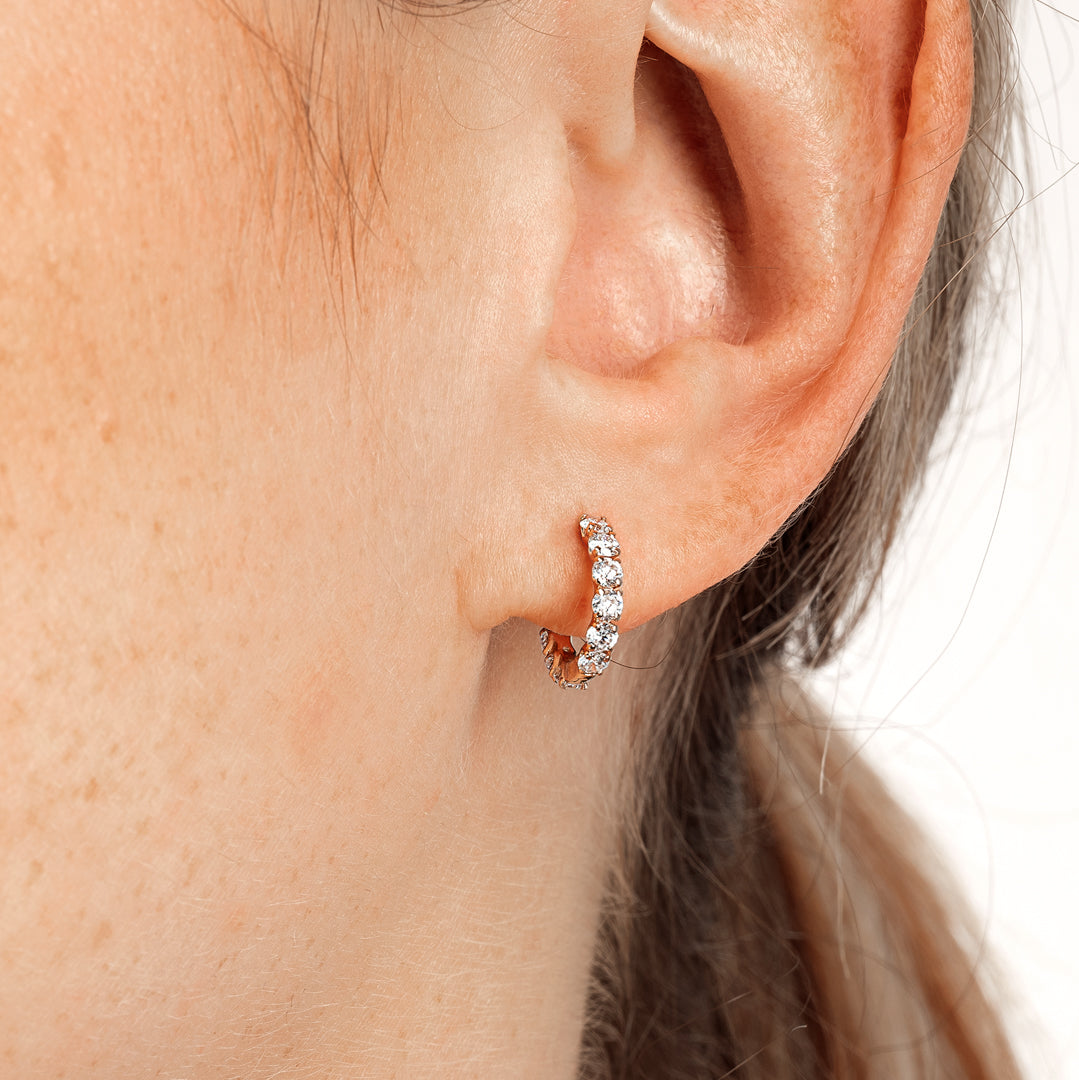 Mini Lab-Grown Diamond Hoop Earrings Rose Gold