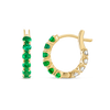 Mini Lab-Grown Diamond & Emerald Hoop Earrings Yellow Gold