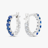 Mini Blue Sapphire Hoop Earrings White Gold