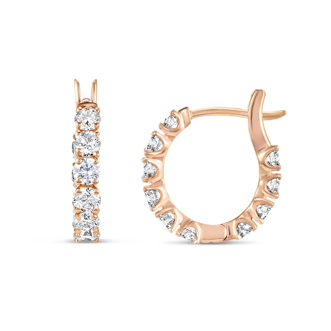 Mini Lab-Grown Diamond Hoop Earrings Rose Gold