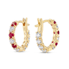 Mini Diamond & Ruby Hoop Earrings Yellow Gold