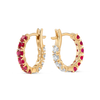 Mini Ruby Hoop Earrings Yellow Gold