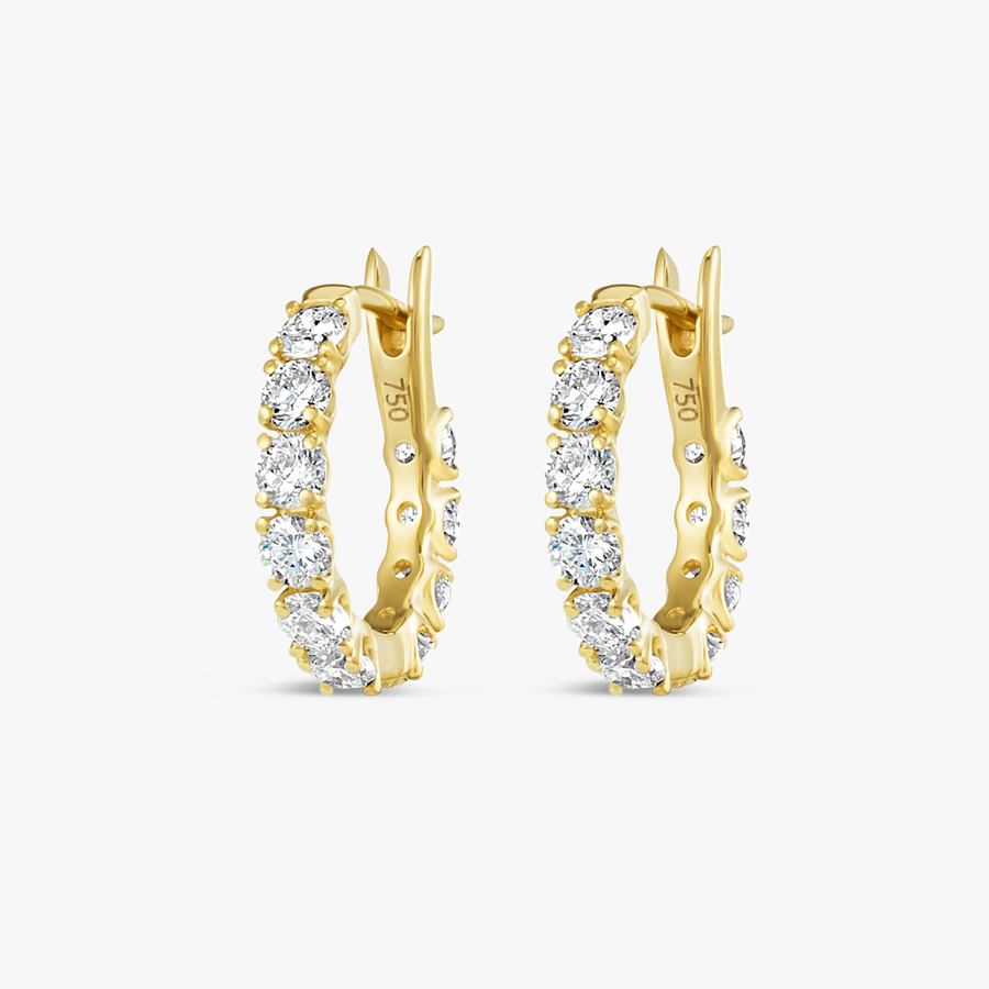Mini Lab-Grown Diamond Hoop Earrings Yellow Gold