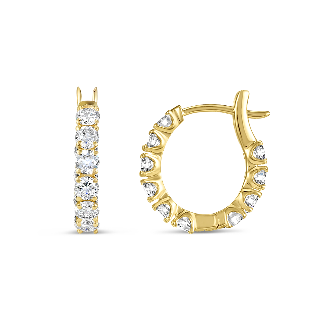 Mini Lab-Grown Diamond Hoop Earrings Yellow Gold