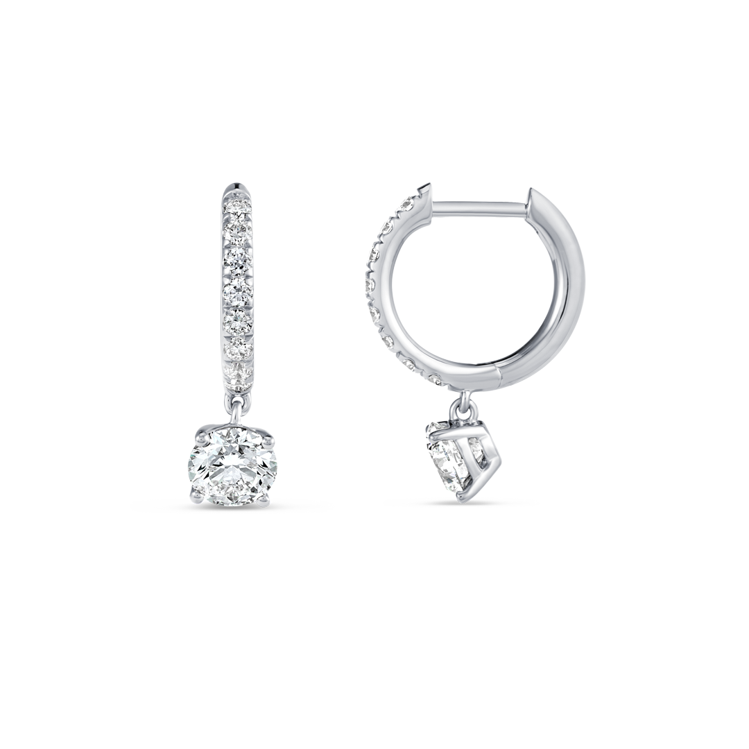 1.2ct Round Lab-Grown Diamond Hoop Earrings White Gold