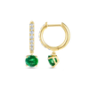 1.2ct Round Colombian Emerald & Lab-Grown Diamond Hoop Earrings Yellow Gold