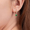 1.2ct Round Colombian Emerald & Lab-Grown Diamond Hoop Earrings Yellow Gold