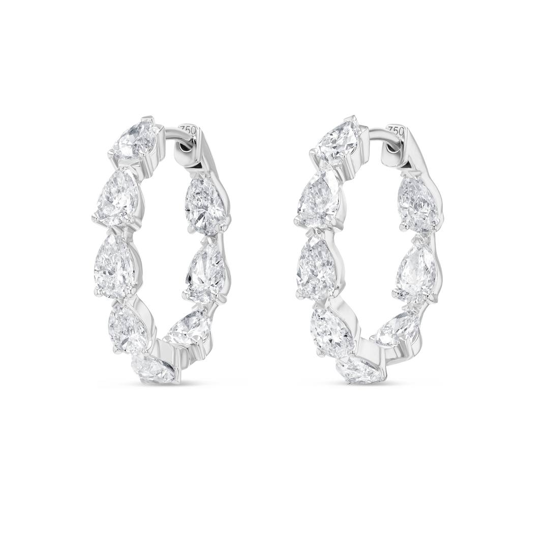 Pear Lab-Grown Diamond Hoop Earrings White Gold
