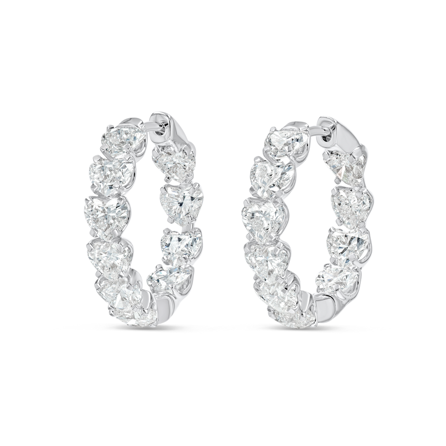 Heart Lab-Grown Diamond Hoop Earrings White Gold