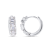 Half Horizontal Baguette Lab-Grown Diamond Hoop Earrings White Gold