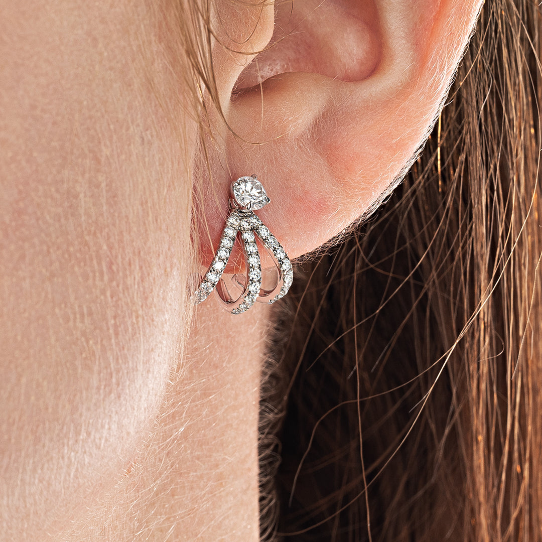 Triple Huggie With Detachable Stud Earrings White Gold