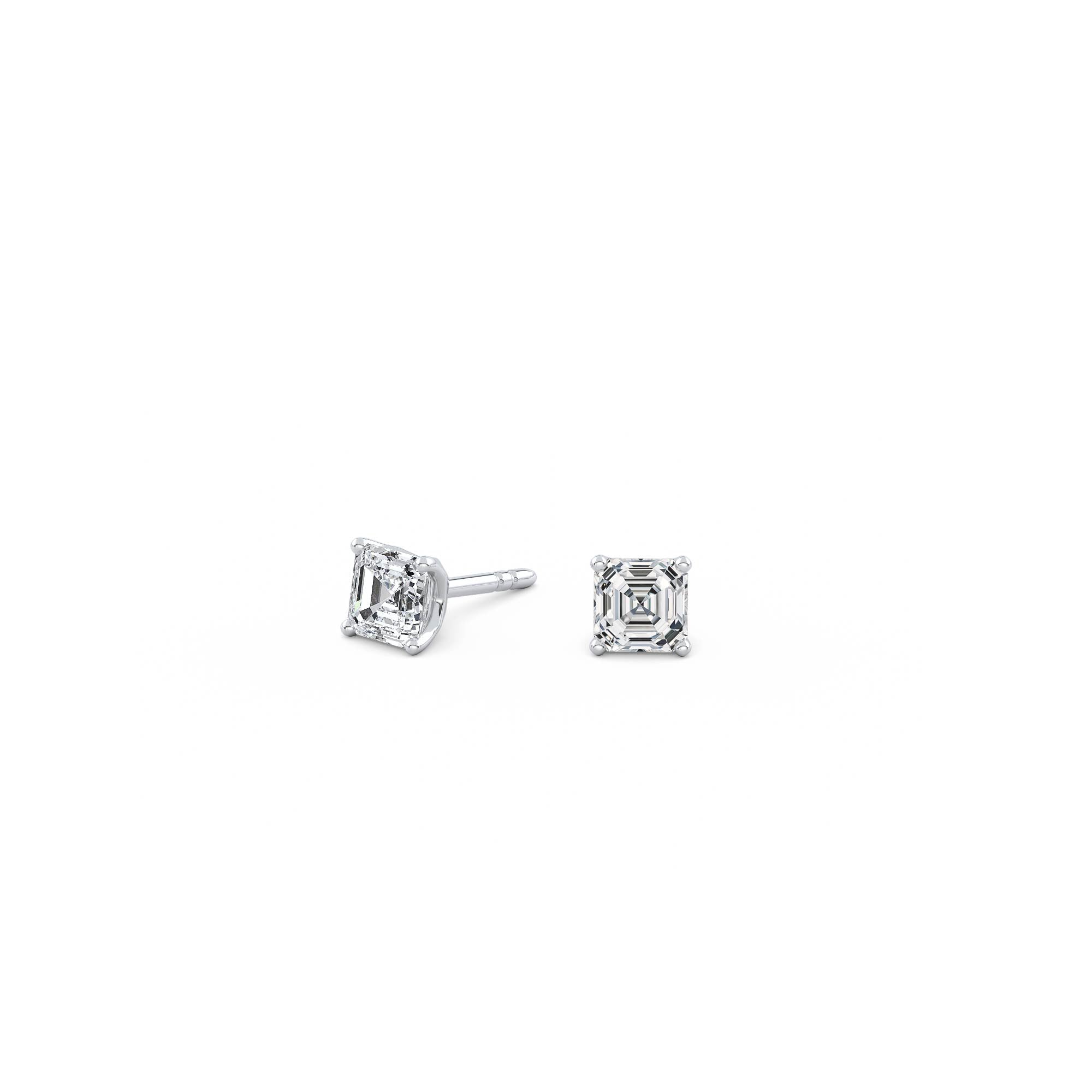 0.5ct Each (1ct Total) Asscher Lab-Grown Diamond Stud Earrings White Gold