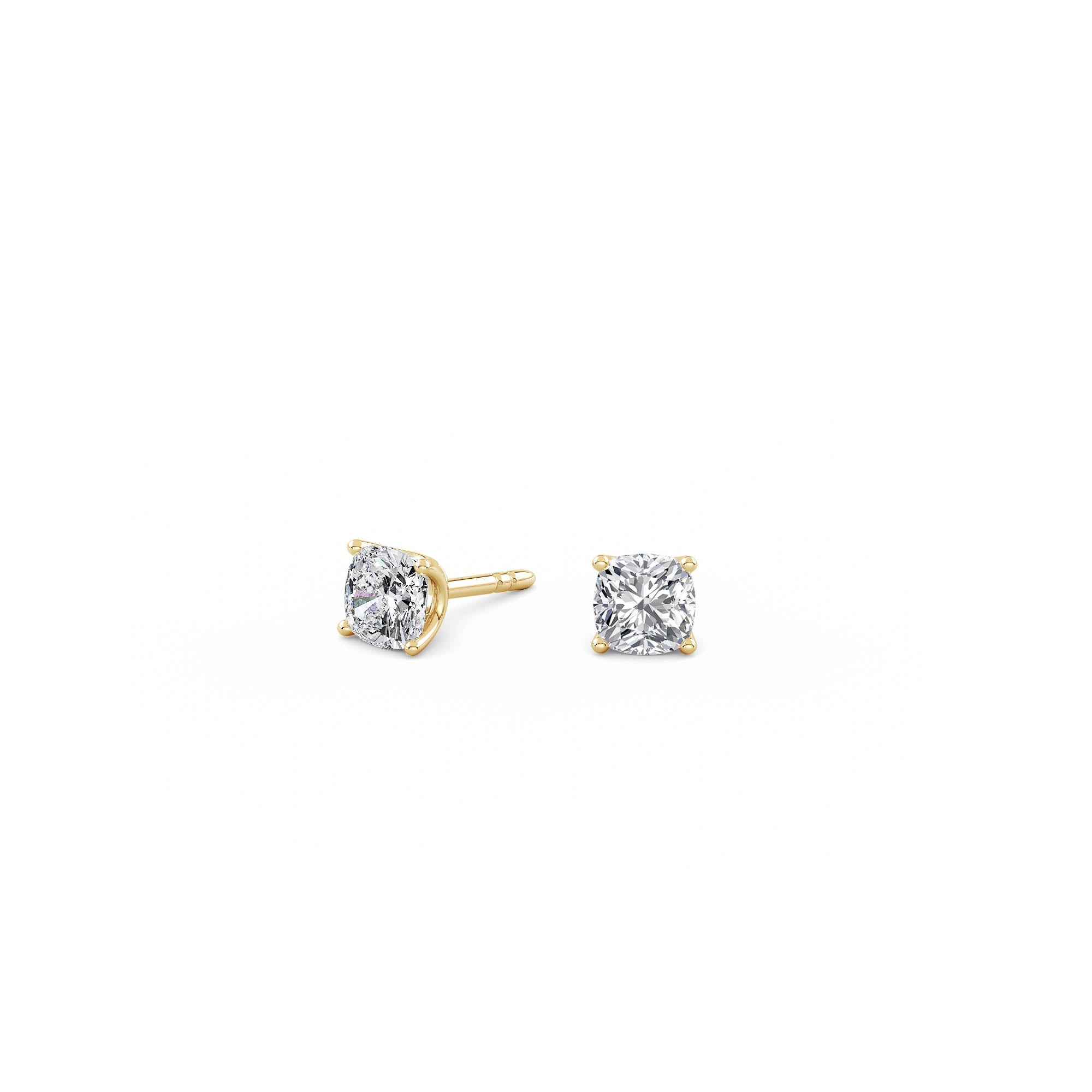 0.5ct Each (1ct Total) Cushion Lab-Grown Diamond Stud Earrings Yellow Gold