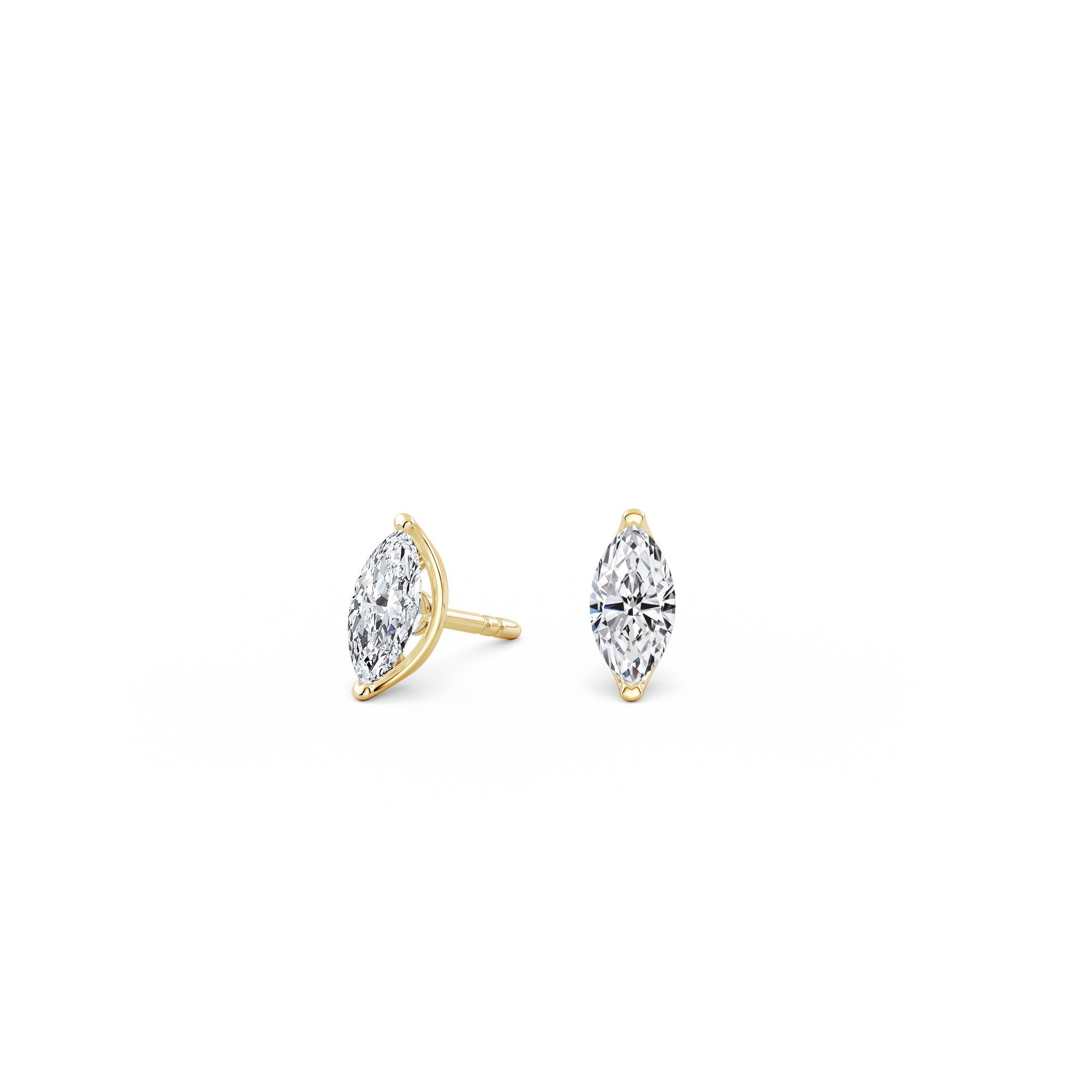 0.5ct Each (1ct Total) Marquise Lab-Grown Diamond Stud Earrings Yellow Gold
