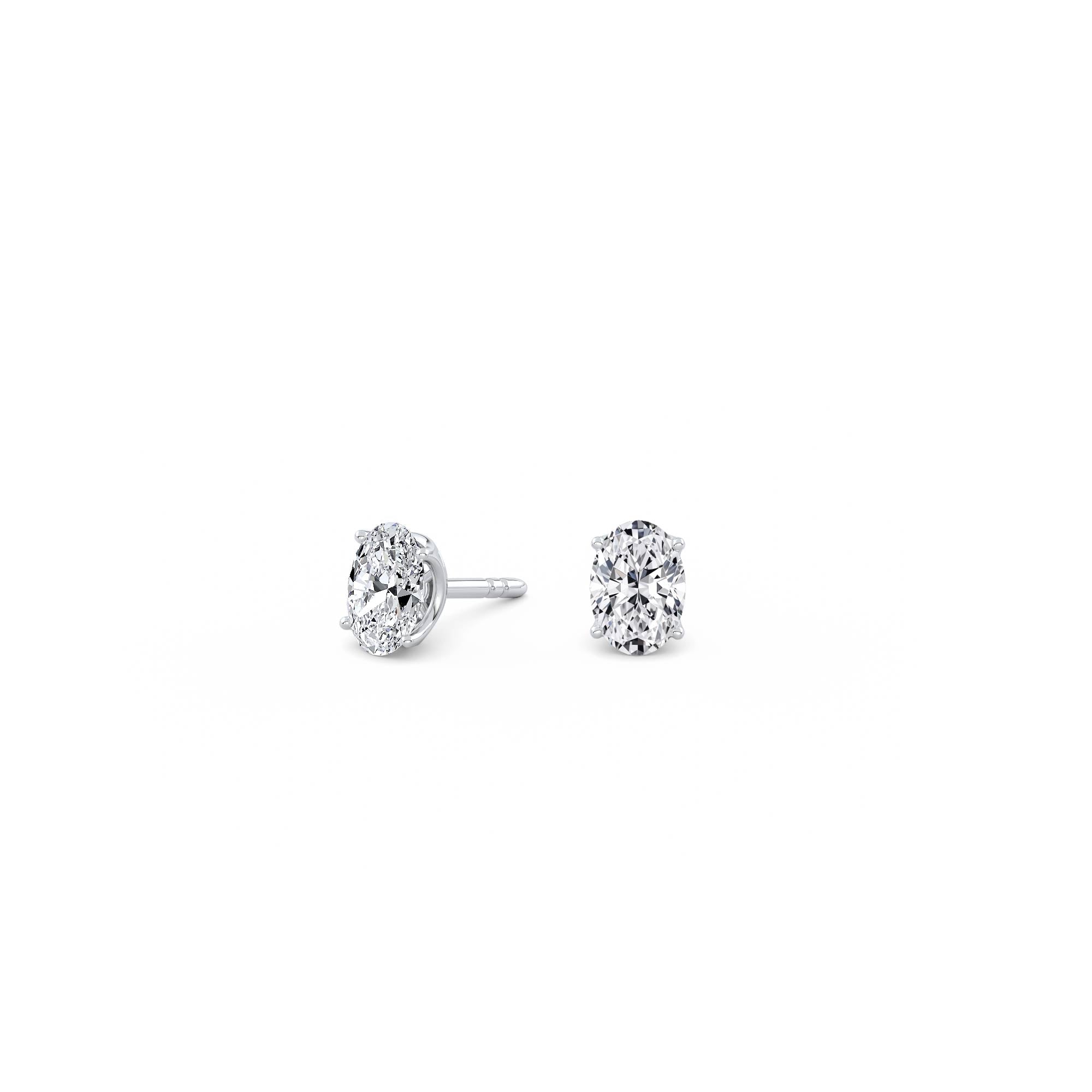 0.5ct Each (1ct Total) Oval Lab-Grown Diamond Stud Earrings White Gold