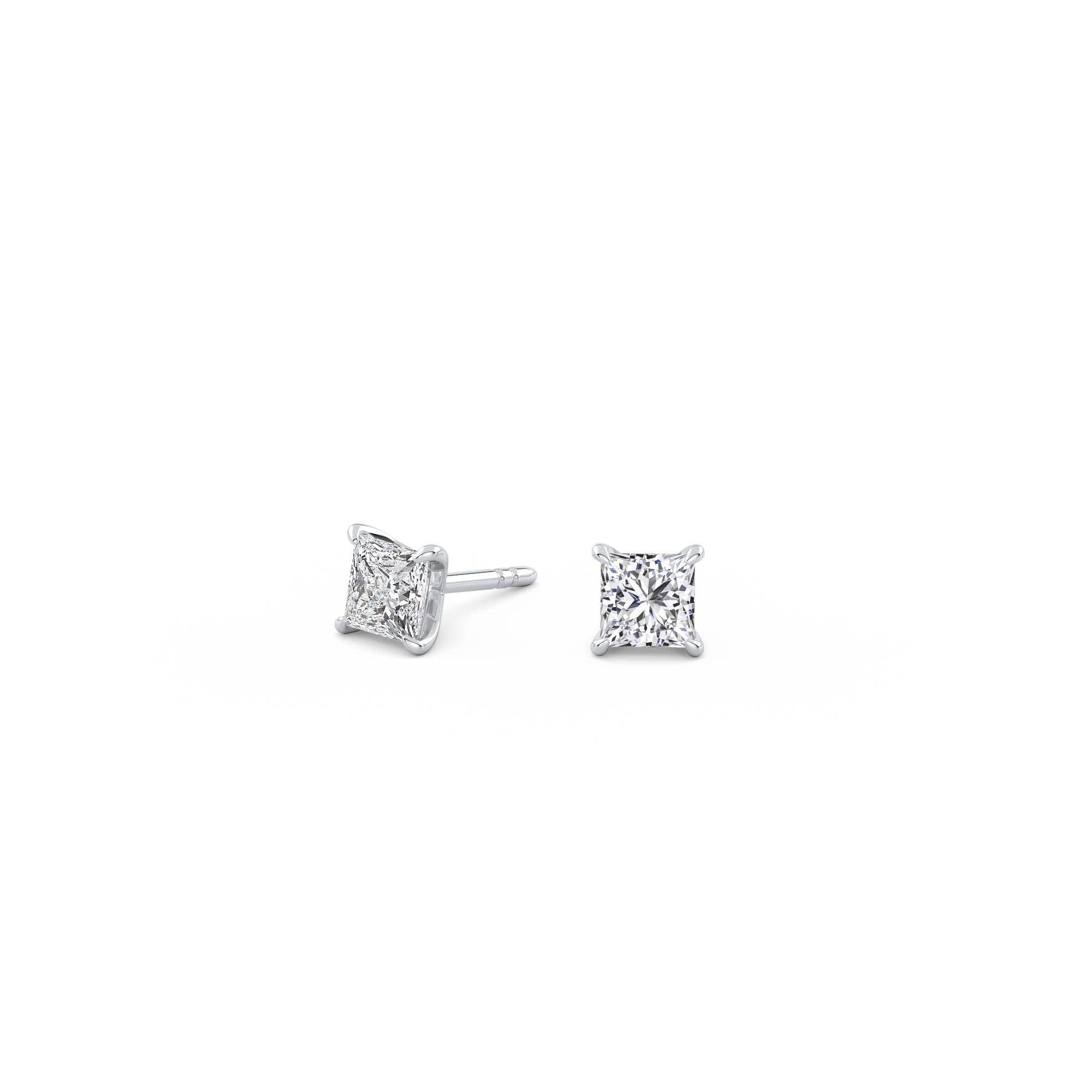 0.5ct Each (1ct Total) Princess Lab-Grown Diamond Stud Earrings White Gold