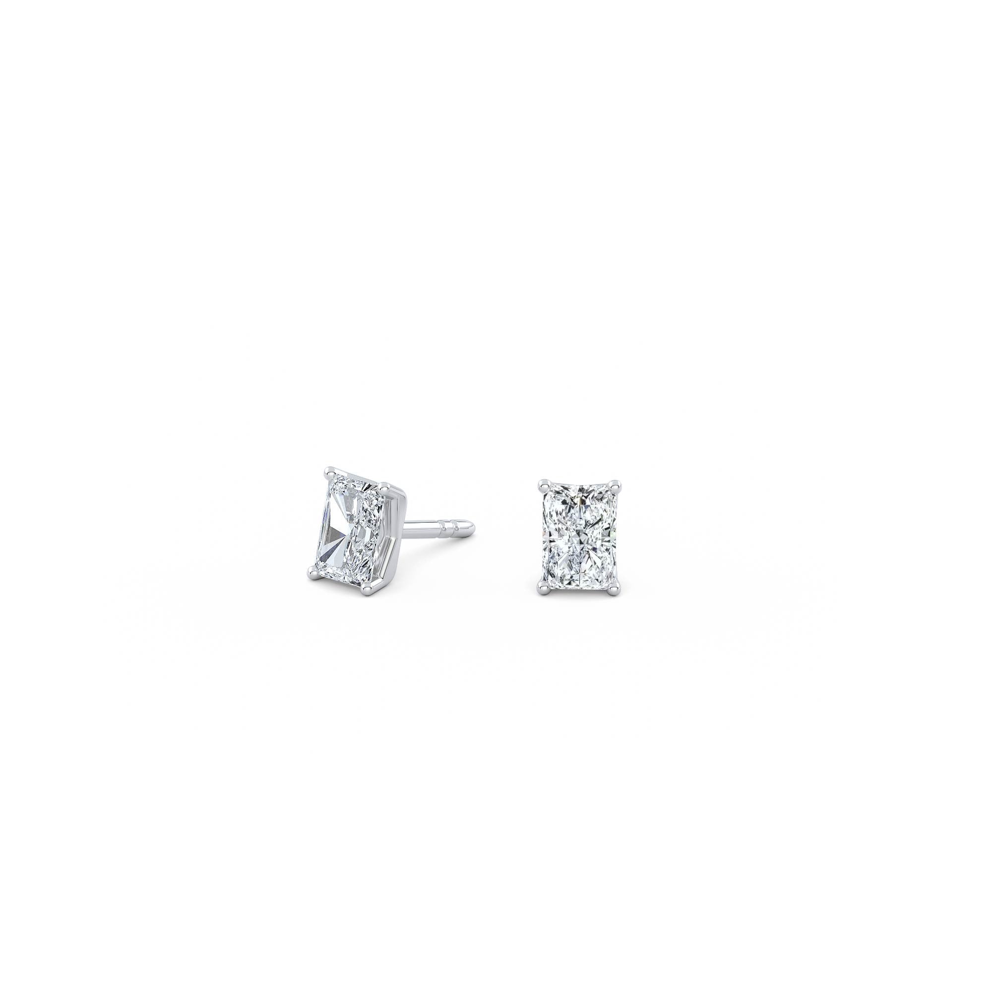 0.5ct Each (1ct Total) Radiant Lab-Grown Diamond Stud Earrings White Gold