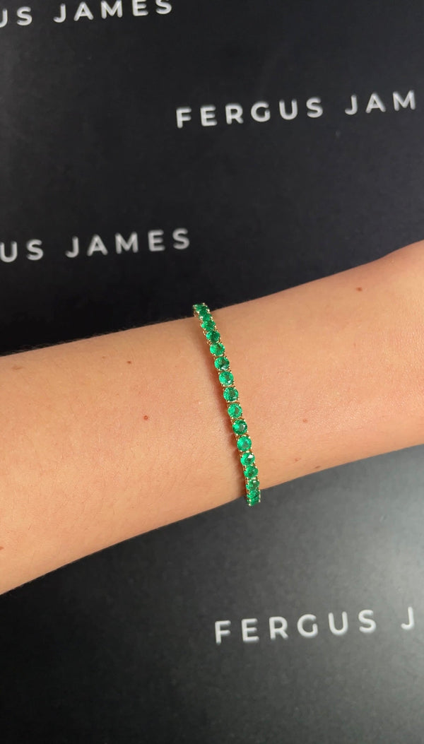 6 Carat Natural Colombian Emerald Tennis Bracelet