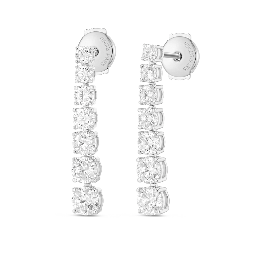 Graduated Round Lab-Grown Diamond Line Earrings White Gold