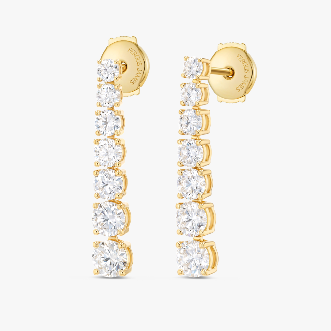 Graduated Round Lab-Grown Diamond Line Earrings Yellow Gold