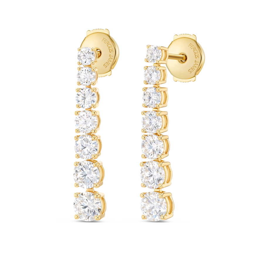 Graduated Round Lab-Grown Diamond Line Earrings Yellow Gold