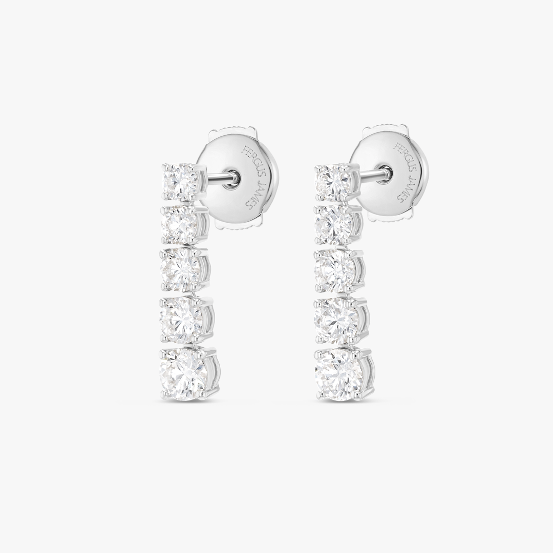 Petite Graduated Round Lab-Grown Diamond Line Earrings White Gold