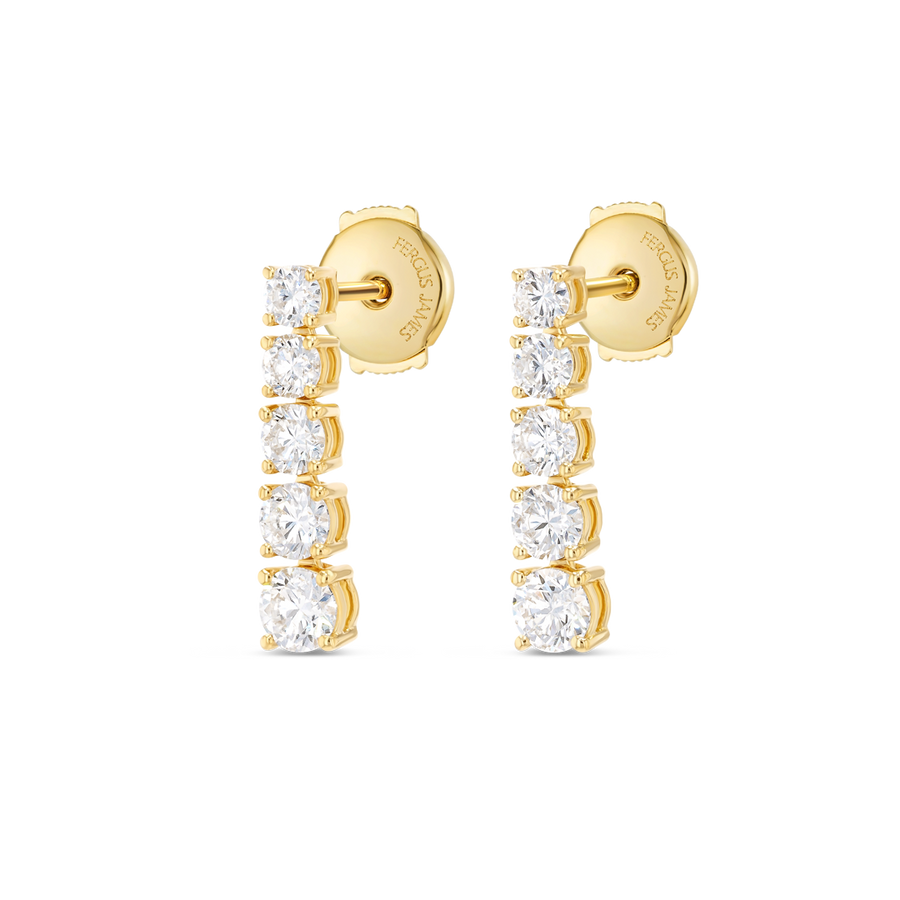 Petite Graduated Round Lab-Grown Diamond Line Earrings Yellow Gold