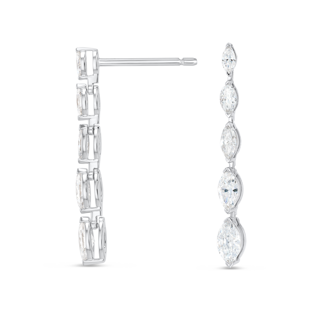 Graduated Marquise Lab-Grown Diamond Line Earrings White Gold