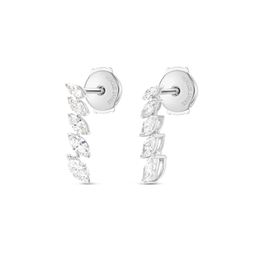 Petite Graduated Marquise Lab-Grown Diamond Line Earrings White Gold