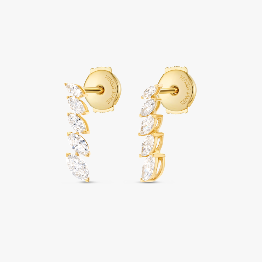 Petite Graduated Marquise Lab-Grown Diamond Line Earrings Yellow Gold