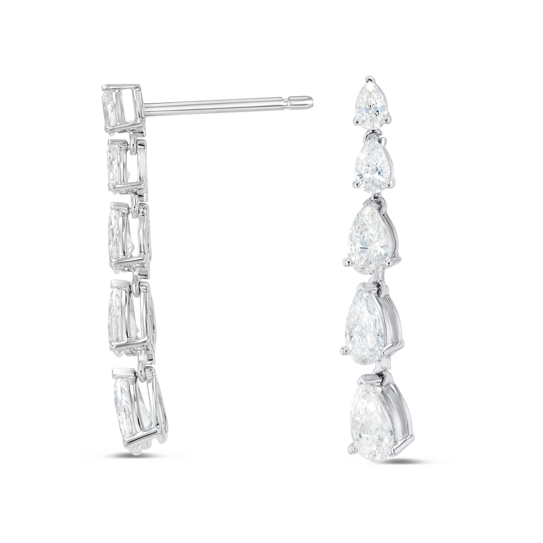 Graduated Pear Lab-Grown Diamond Line Earrings White Gold