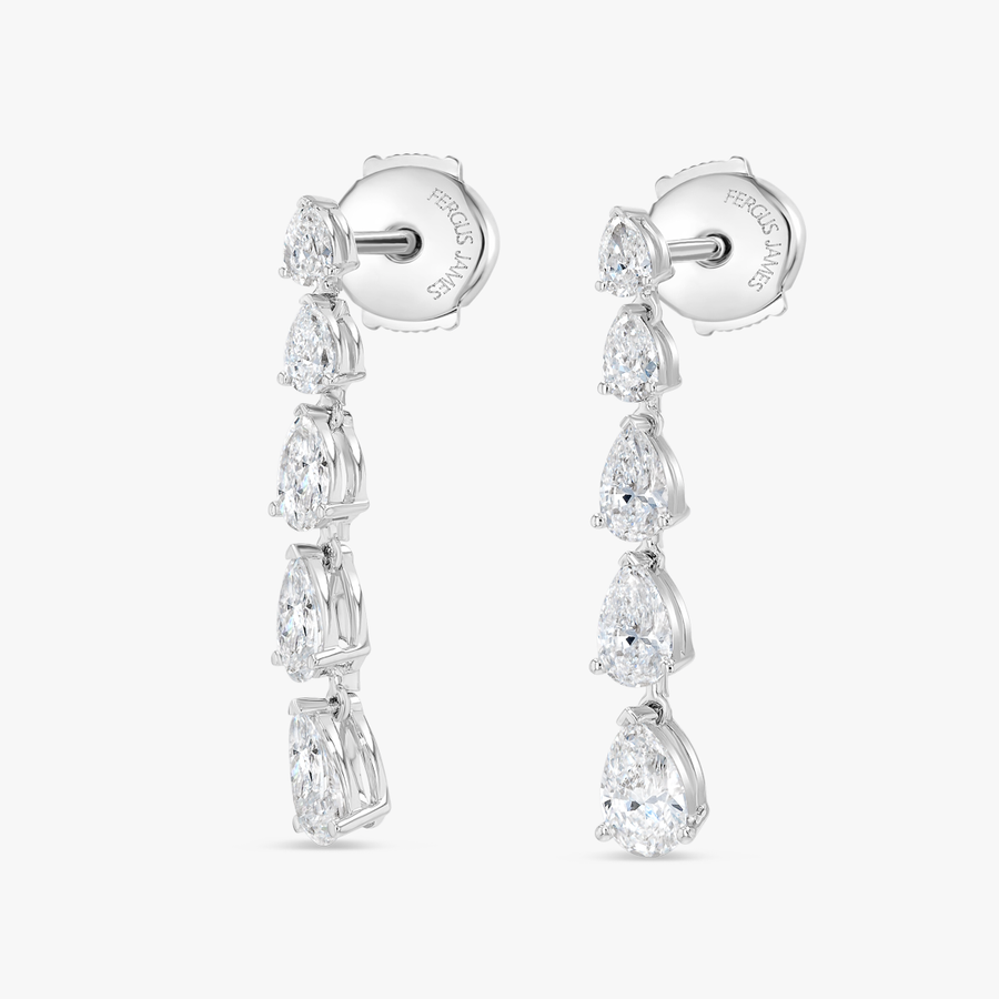 Graduated Pear Lab-Grown Diamond Line Earrings White Gold