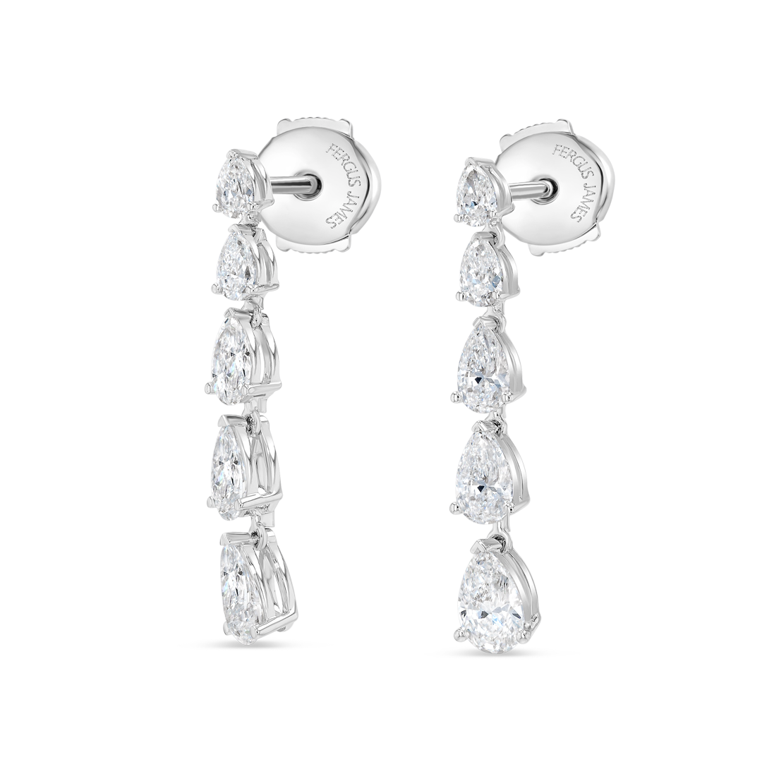 Graduated Pear Lab-Grown Diamond Line Earrings White Gold