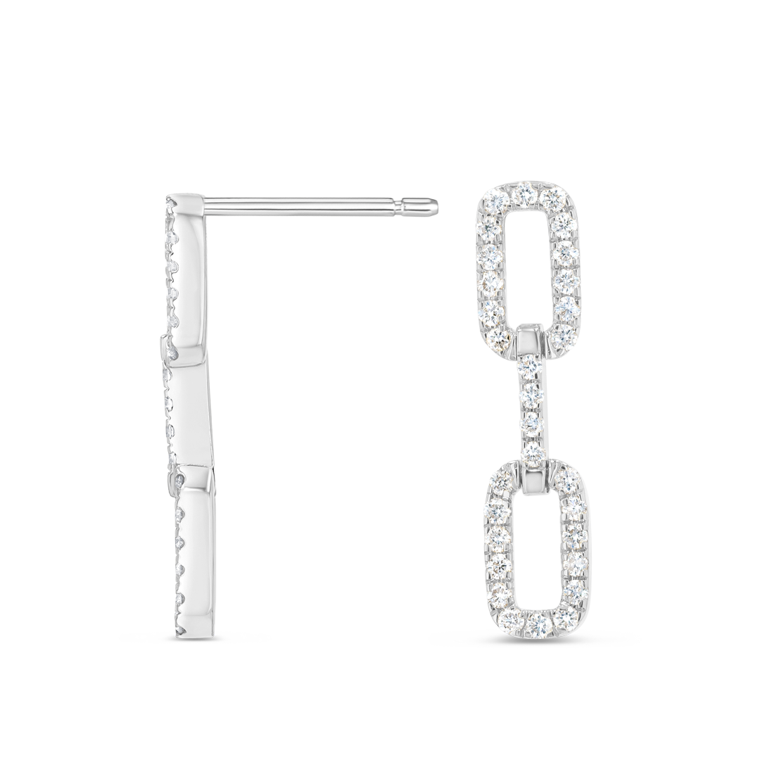 Triple Lab-Grown Diamond Link Earrings White Gold