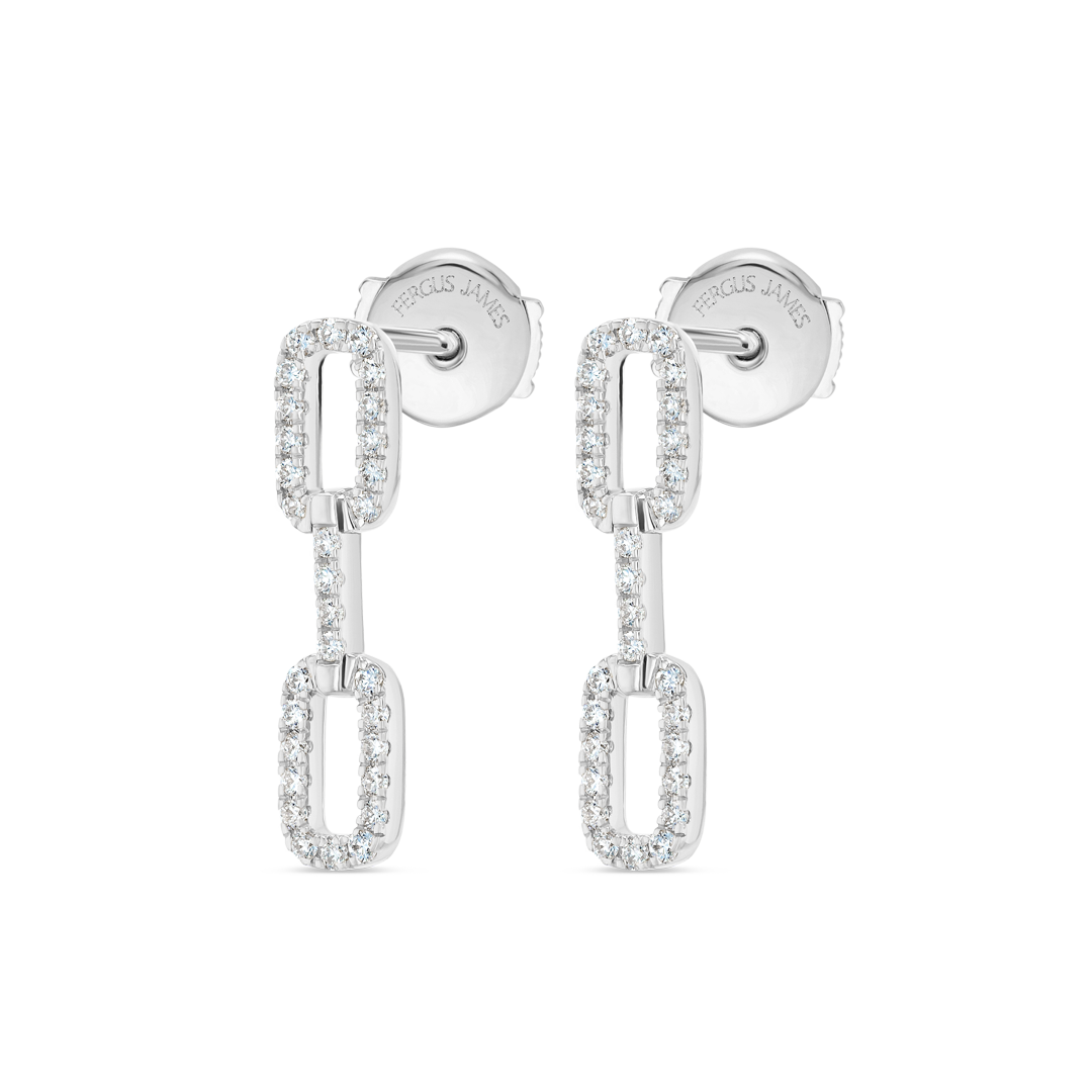 Triple Lab-Grown Diamond Link Earrings White Gold