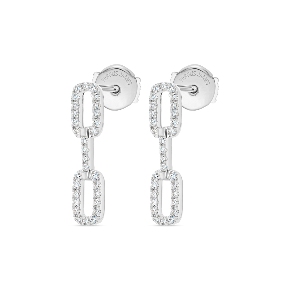 Triple Lab-Grown Diamond Link Earrings White Gold