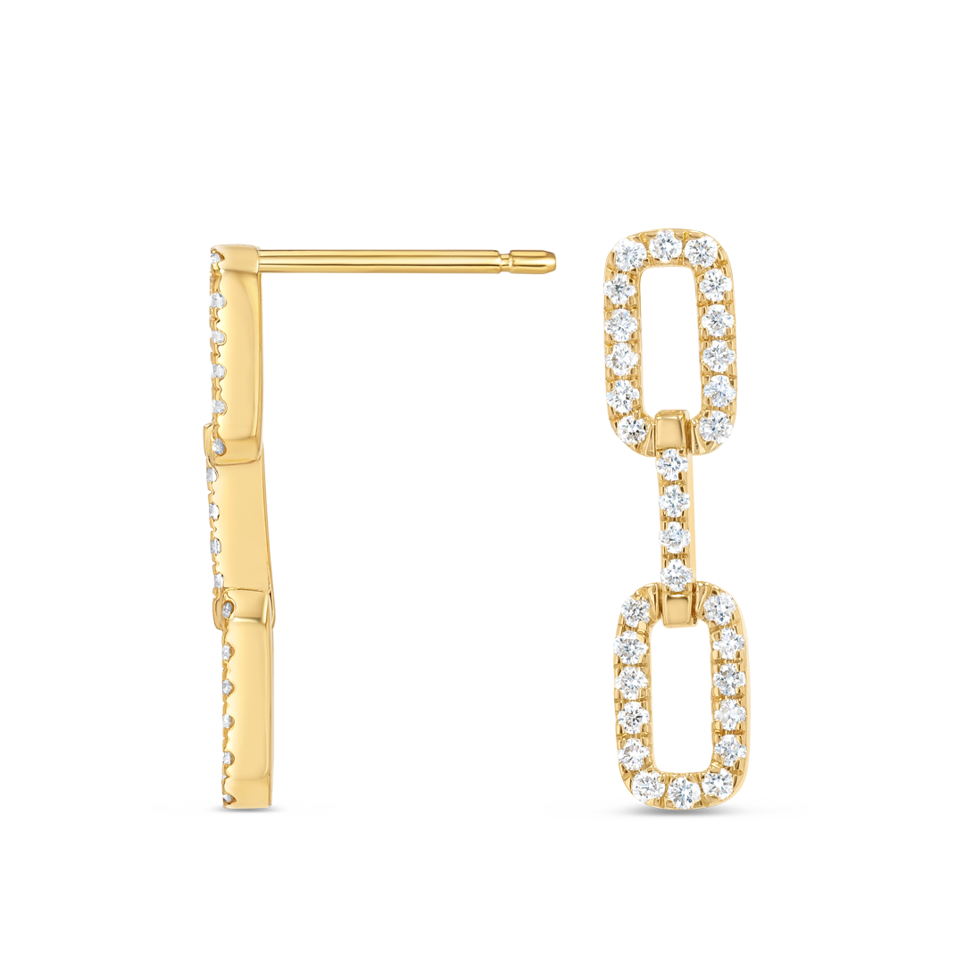 Triple Lab-Grown Diamond Link Earrings Yellow Gold