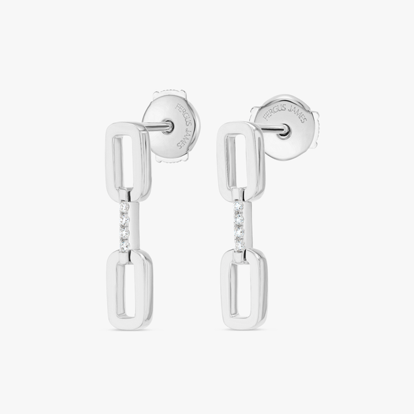 Single Lab-Grown Diamond Link Earrings White Gold