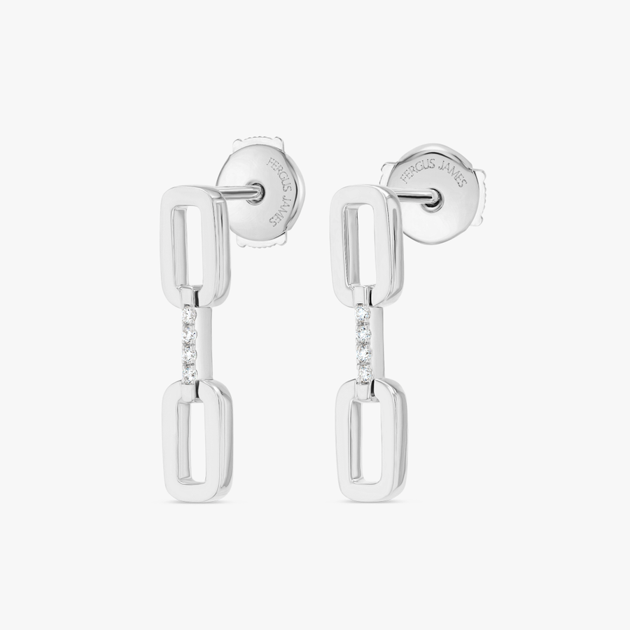 Single Lab-Grown Diamond Link Earrings White Gold
