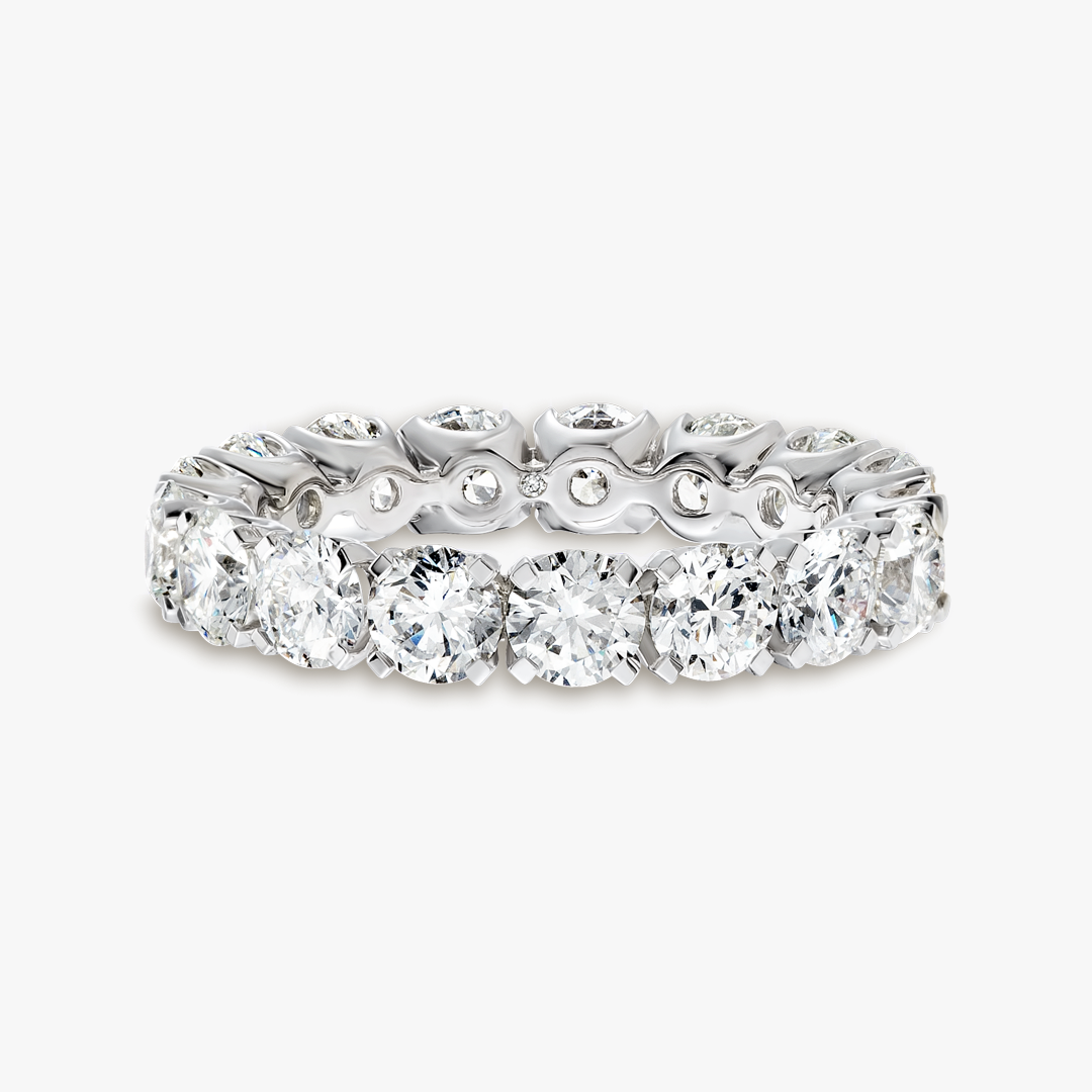 4ct Round Natural Diamond Full Eternity Ring White Gold
