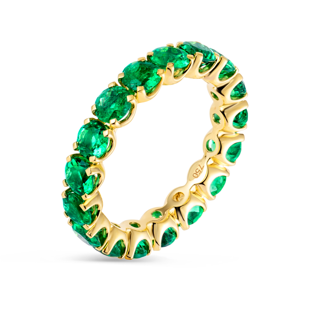4ct Round Emerald Full Eternity Yellow Gold